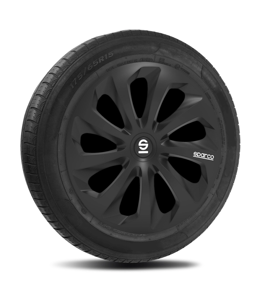 SET 4 COPRICERCHI AUTO SPARCO "SICILIA" NERO, 15" POLLICI - SPC1570BK